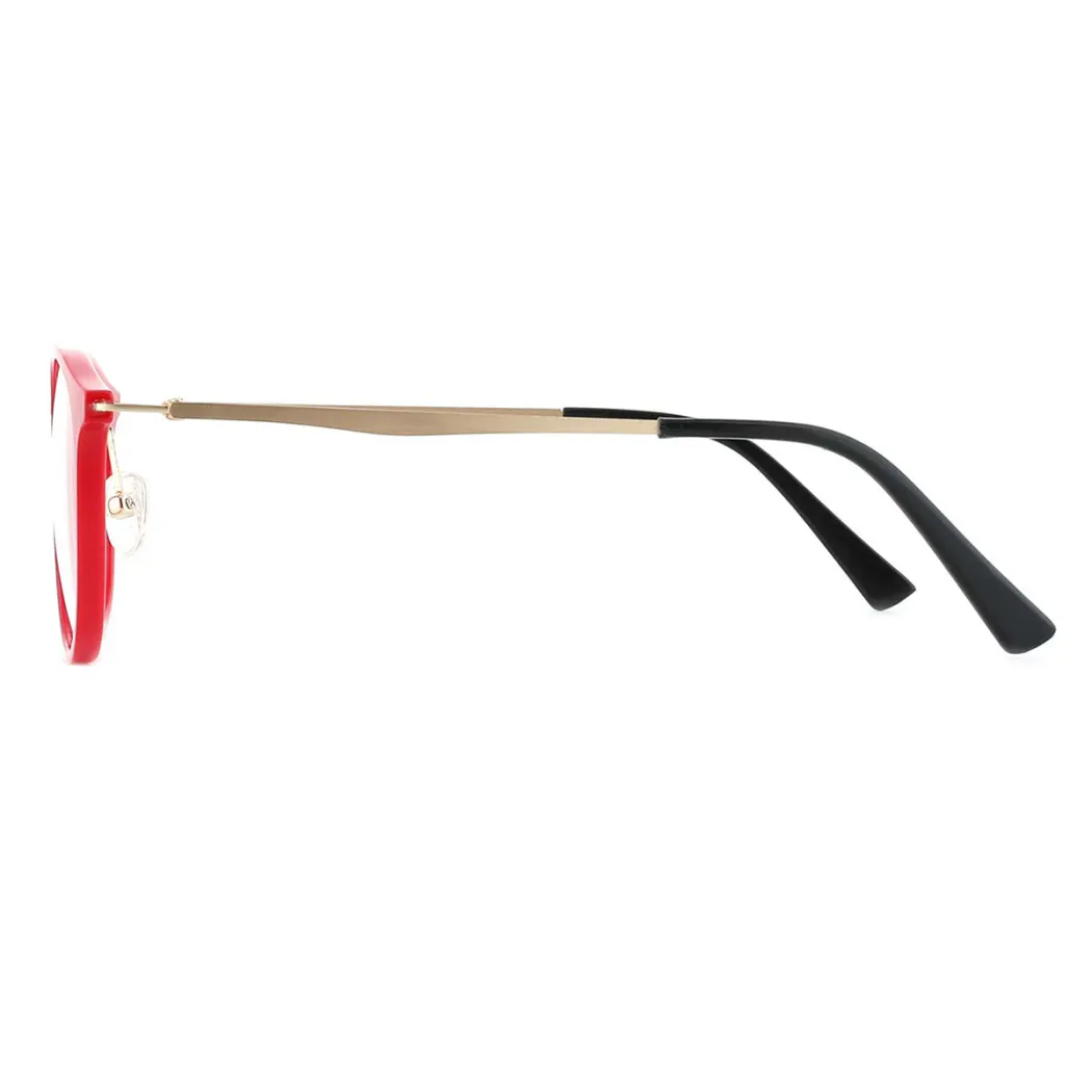 Oval Red Eyeglasses