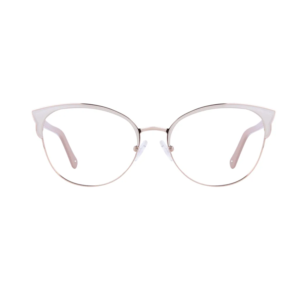 Cat-eye White/Gold Eyeglasses