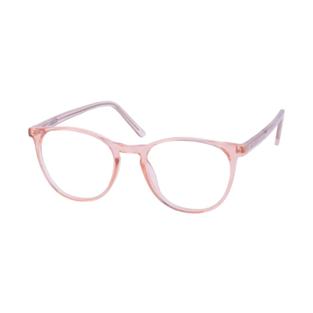 Round Transparent Pink Eyeglasses
