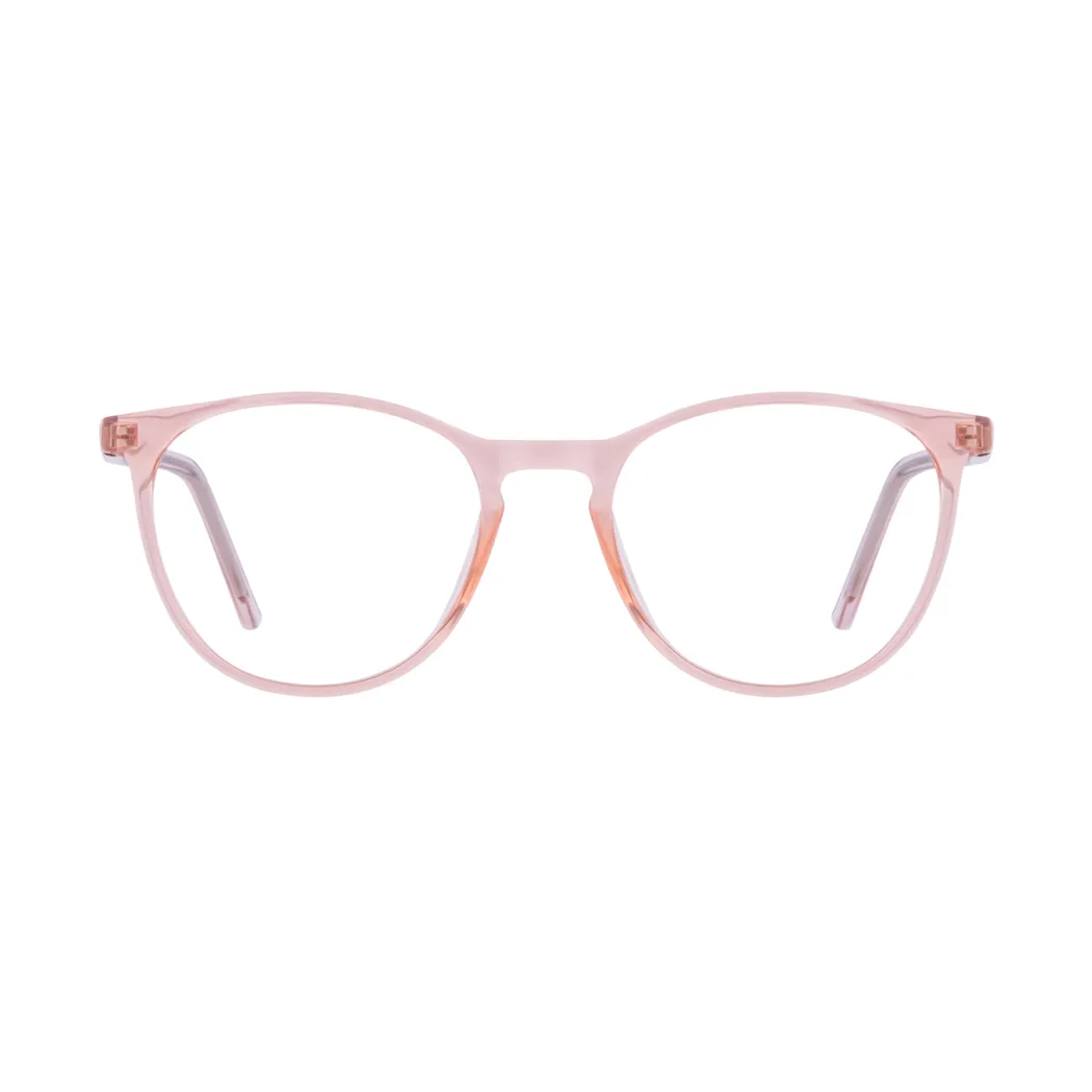 Round Transparent Pink Eyeglasses