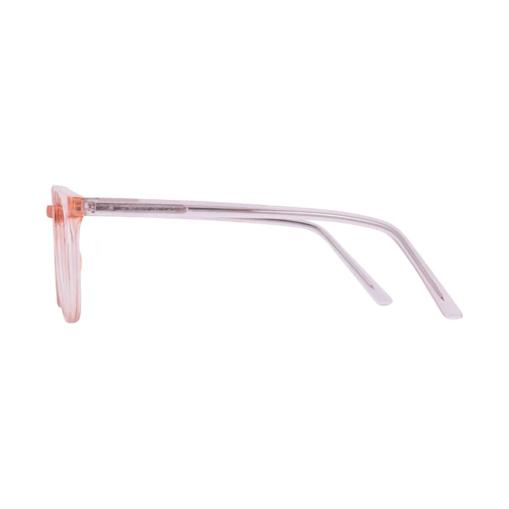 Round Transparent Pink Eyeglasses