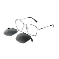 Square Black Silver Eyeglasses
