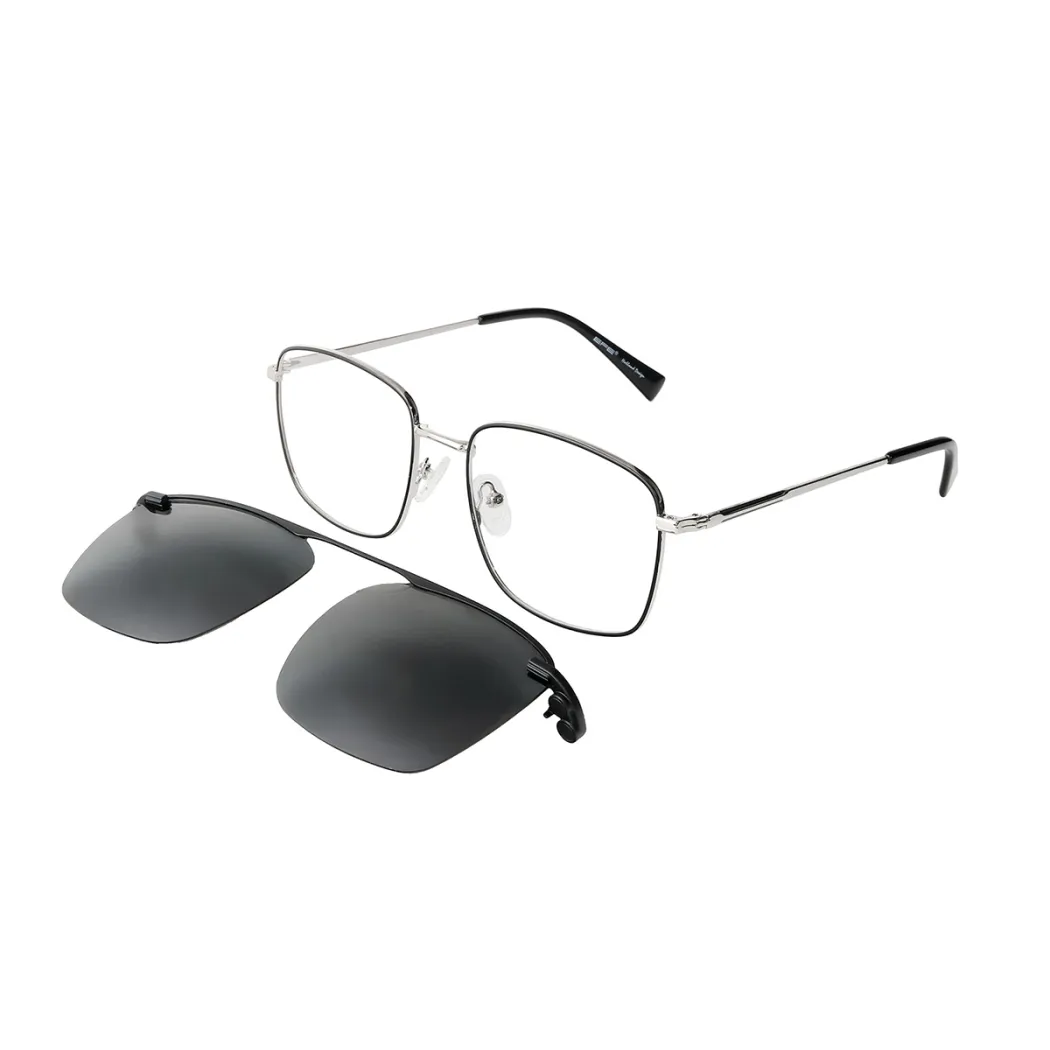 Square Black Silver Eyeglasses
