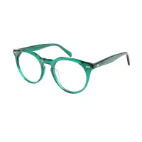 Round Transparent Green Eyeglasses