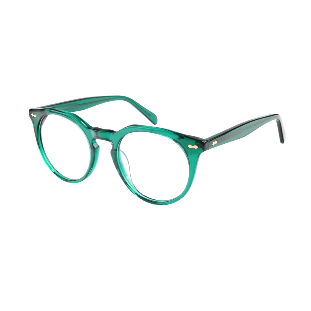 Round Transparent Green Eyeglasses