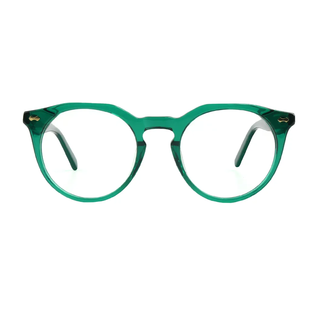 Round Transparent Green Eyeglasses