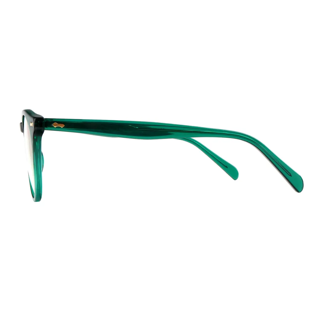 Round Transparent Green Eyeglasses
