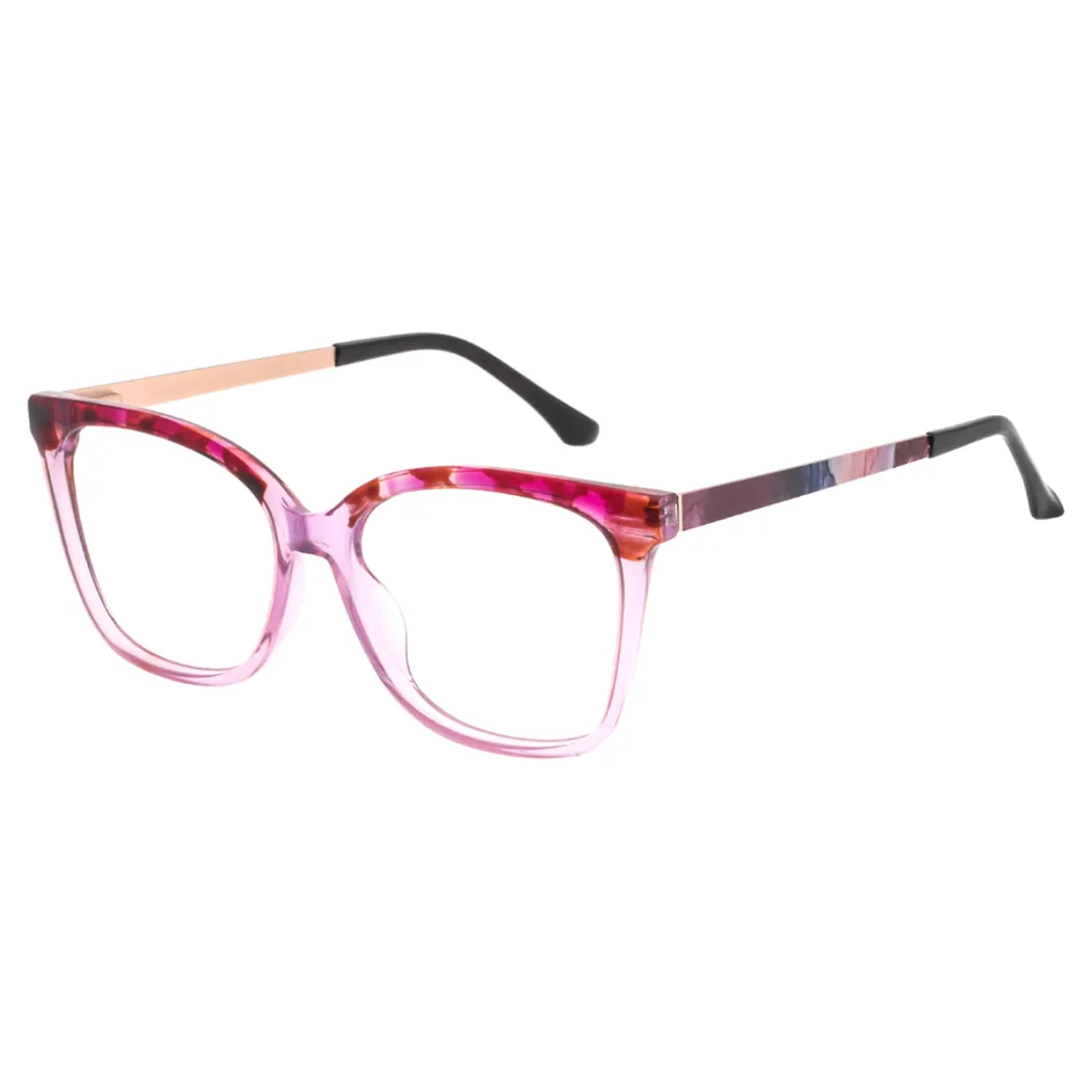 Square Tortoiseshell/Transparent Purple Eyeglasses