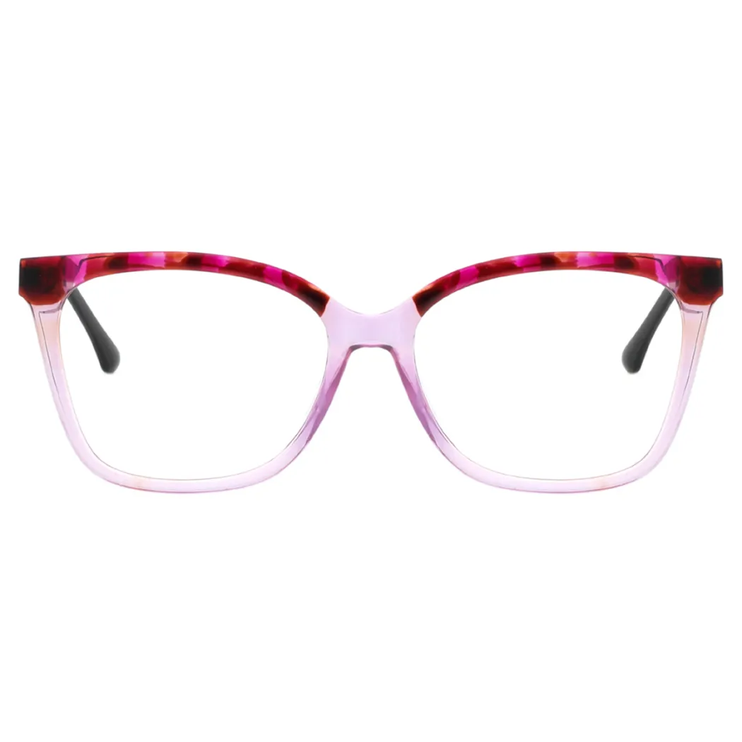 Square Tortoiseshell/Transparent Purple Eyeglasses