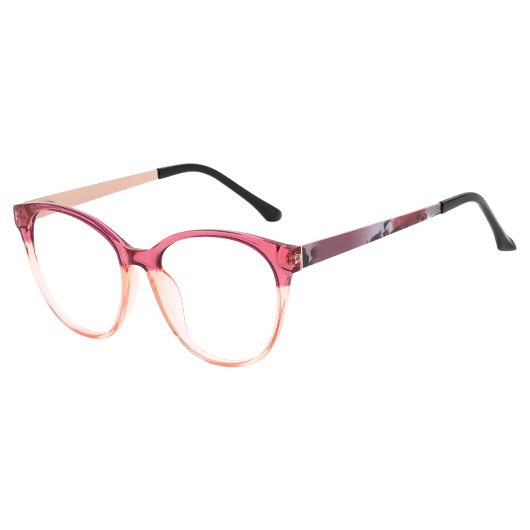 Oval Transparent Pink/Transparent Orange Eyeglasses