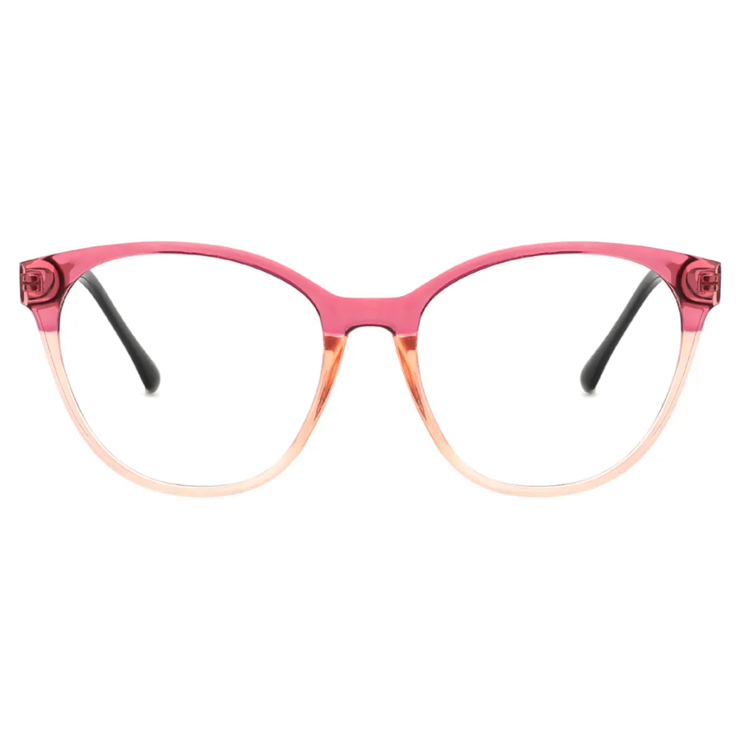 Oval Transparent Pink/Transparent Orange Eyeglasses