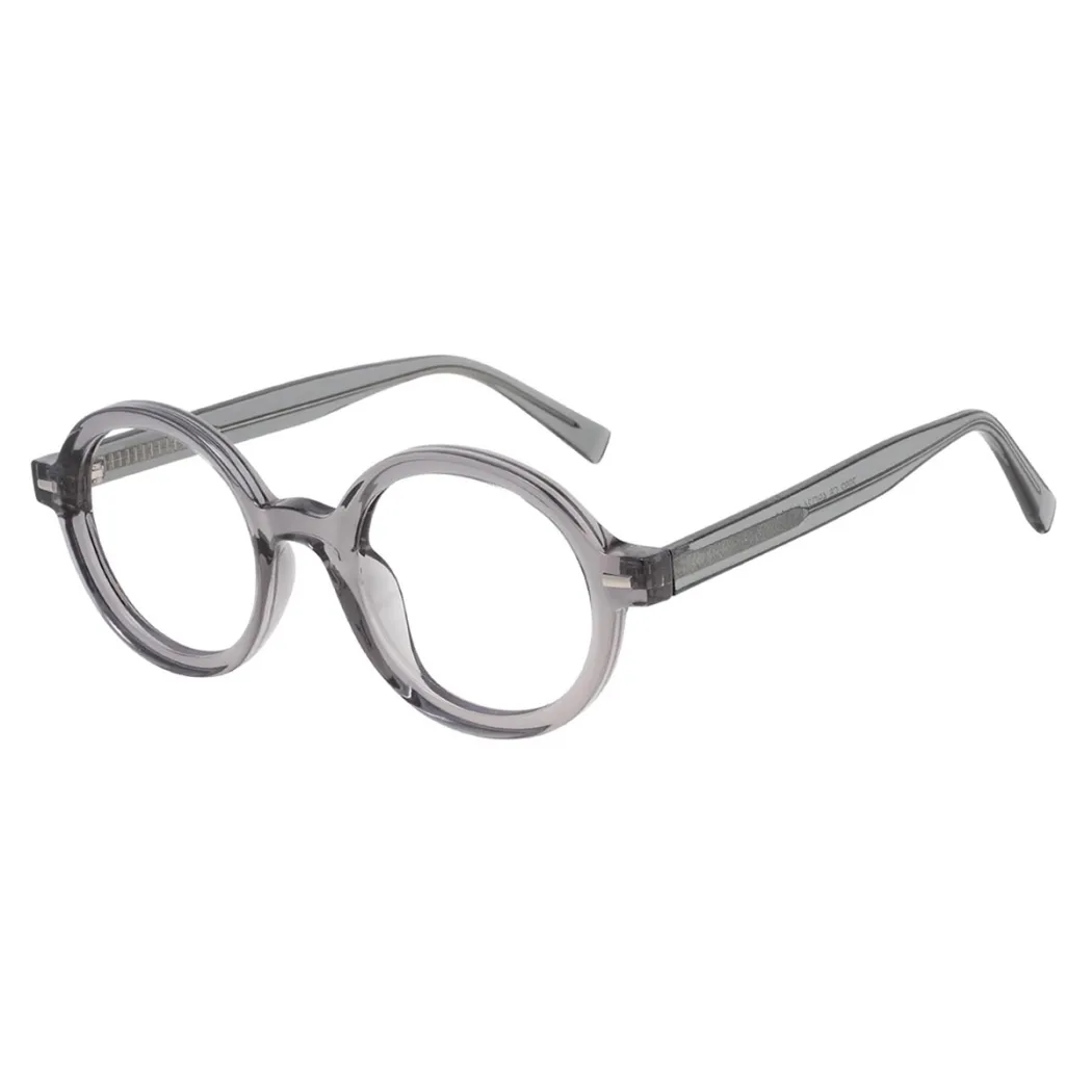Round Transparent Gray Eyeglasses
