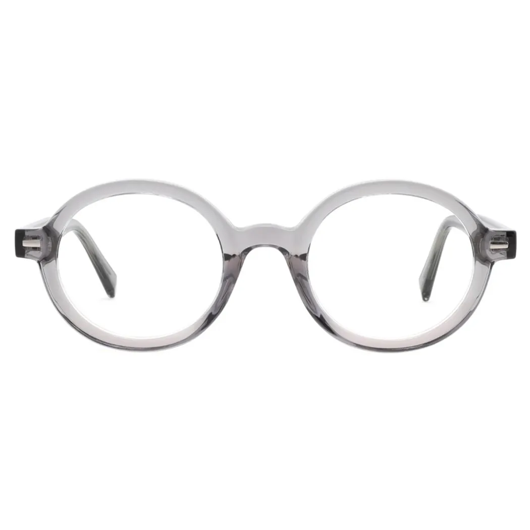 Round Transparent Gray Eyeglasses