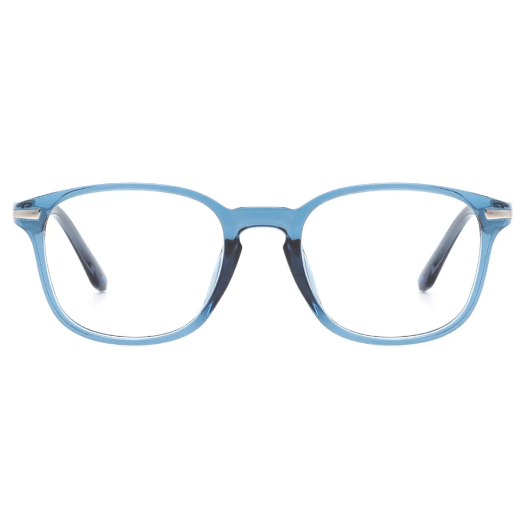 Square Transparent Blue Eyeglasses