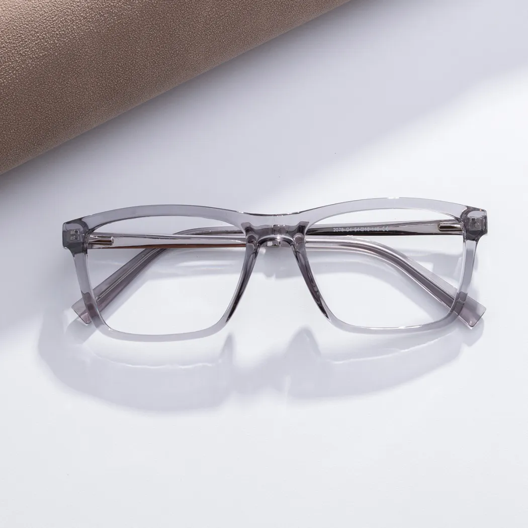 Rectangle Transparent Gray Eyeglasses
