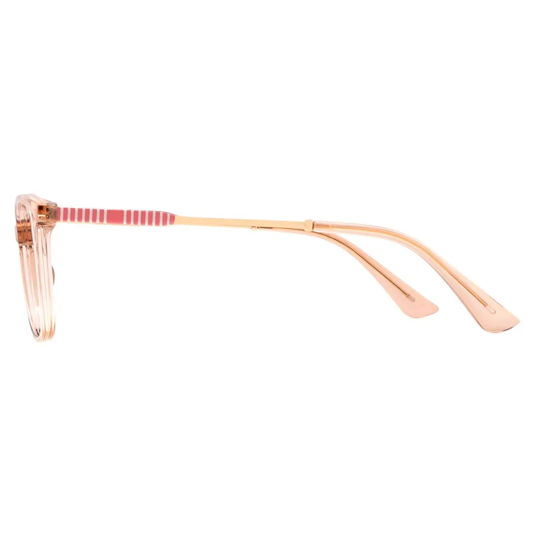 Rectangle Transparent Pink Eyeglasses