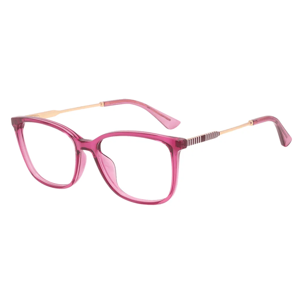 Rectangle Transparent Purple Eyeglasses