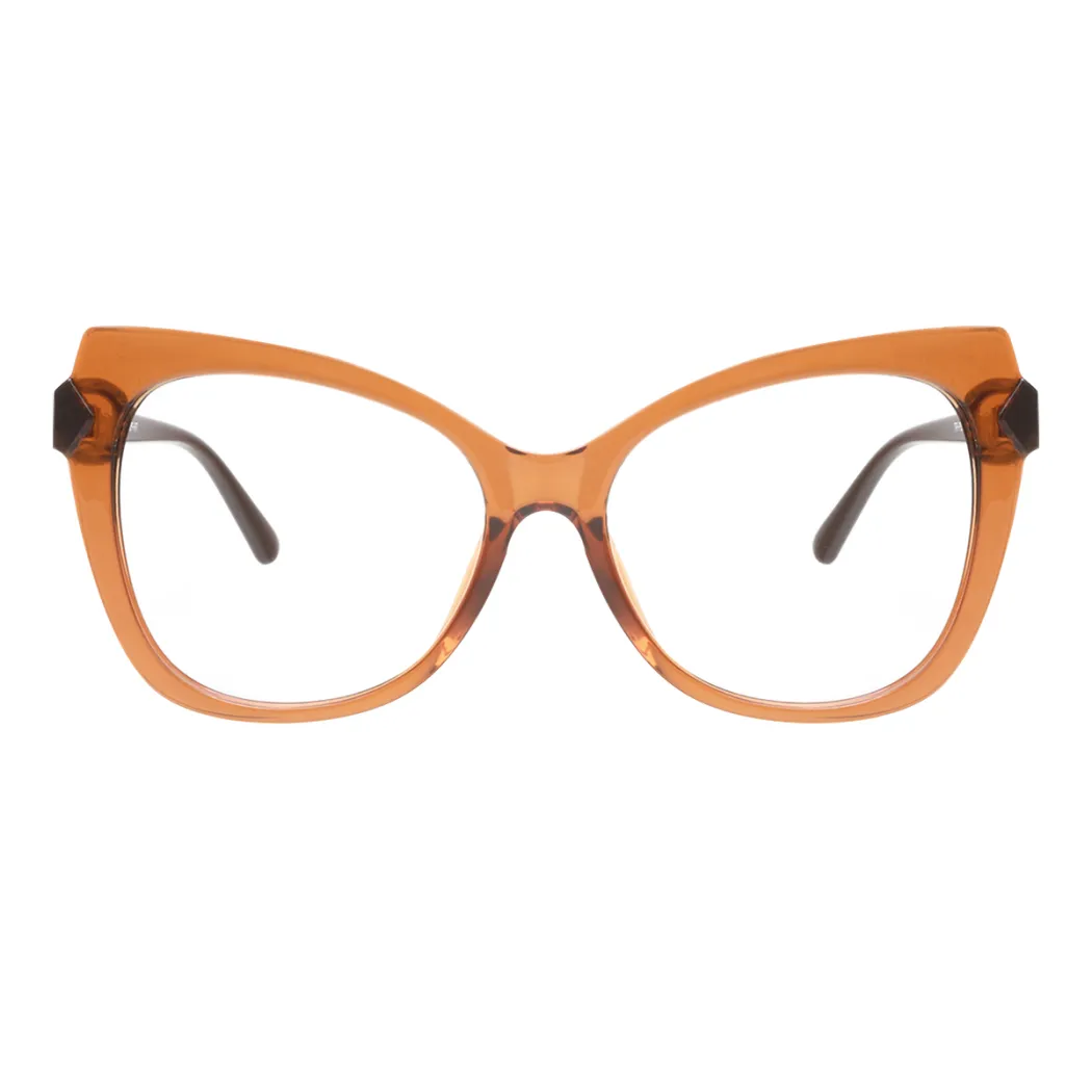 Cat-eye Transparent Brown Eyeglasses