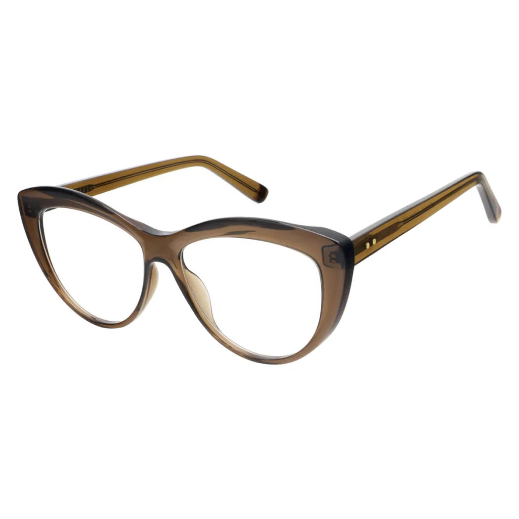 Cat-eye Transparent Brown Eyeglasses