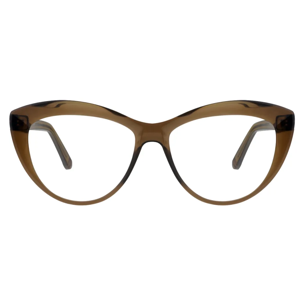 Cat-eye Transparent Brown Eyeglasses