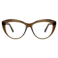 Cat-eye Transparent Brown Eyeglasses