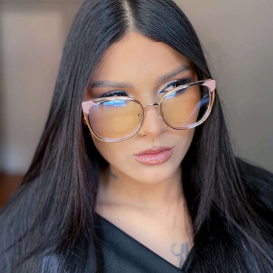 Square Pink/Gold Eyeglasses