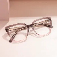 Square Transparent Gray/Transparent Pink Eyeglasses