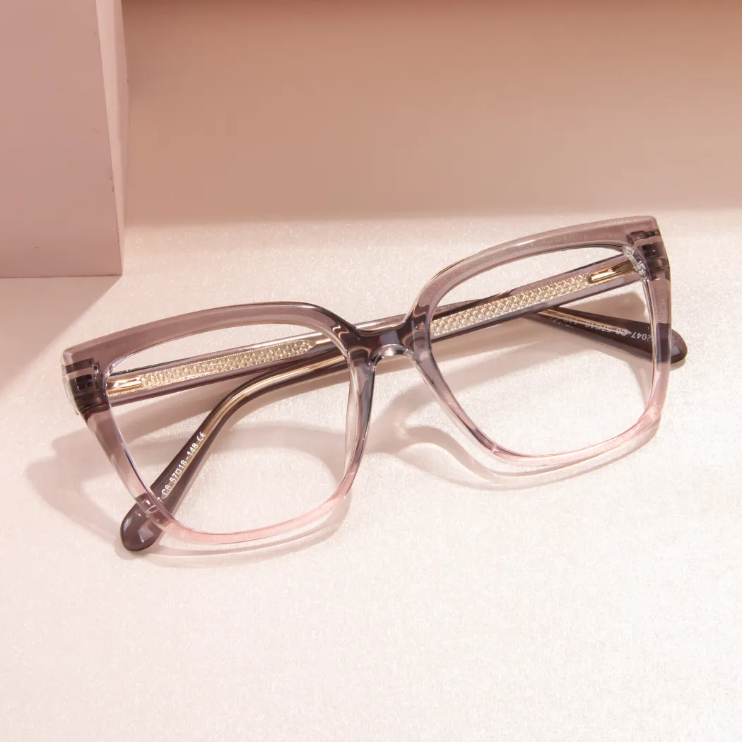 Square Transparent Gray/Transparent Pink Eyeglasses