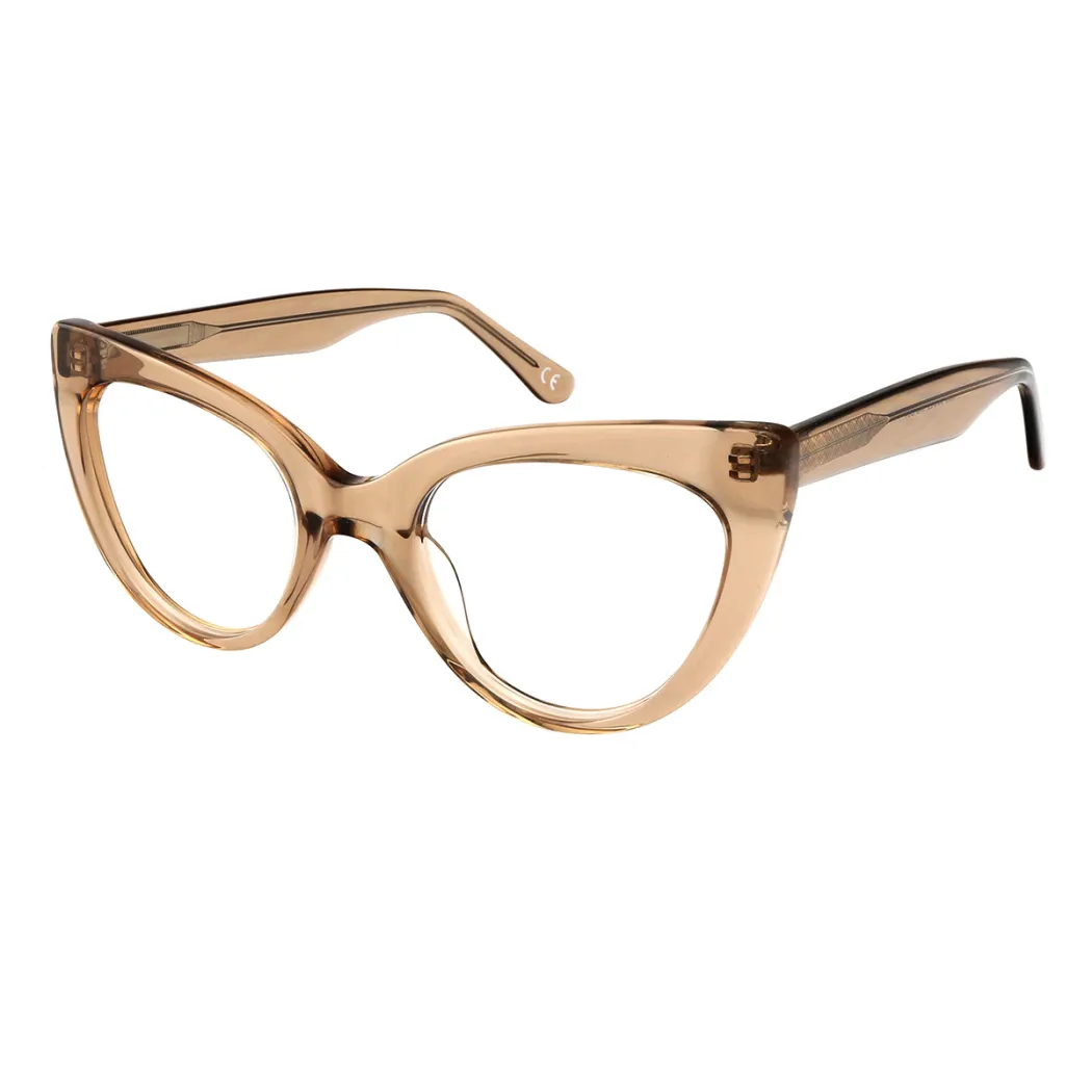Cat-eye Transparent Brown Eyeglasses