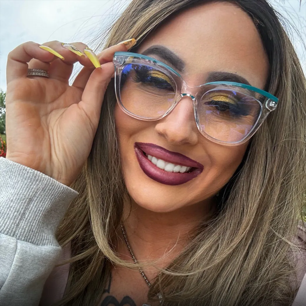 Cat-eye Transparent Green Eyeglasses