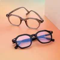Geometric Transparent Gray Eyeglasses