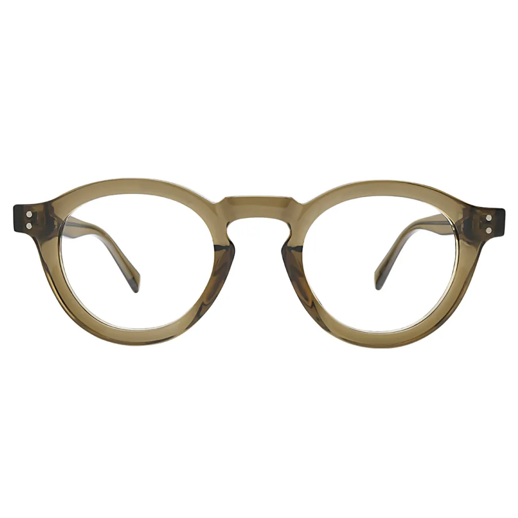 Round Transparent Green Eyeglasses