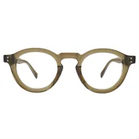 Round Transparent Green Eyeglasses
