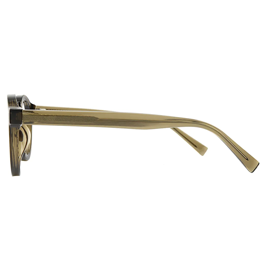 Round Transparent Green Eyeglasses