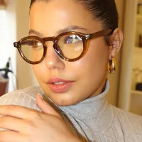 Round Transparent Green Eyeglasses