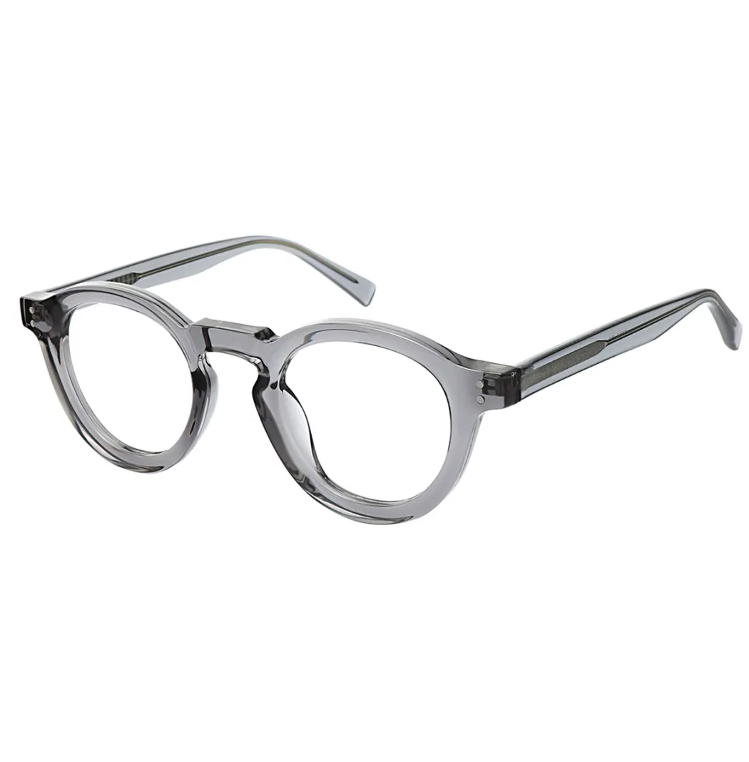 Round Transparent Gray Eyeglasses