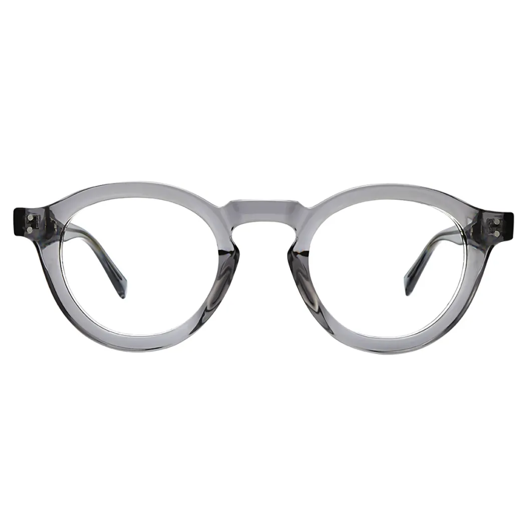 Round Transparent Gray Eyeglasses