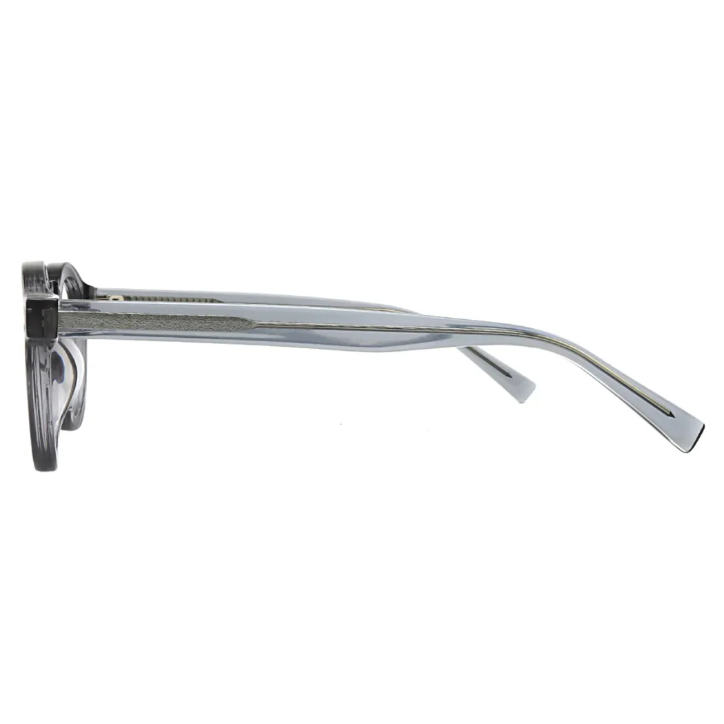 Round Transparent Gray Eyeglasses