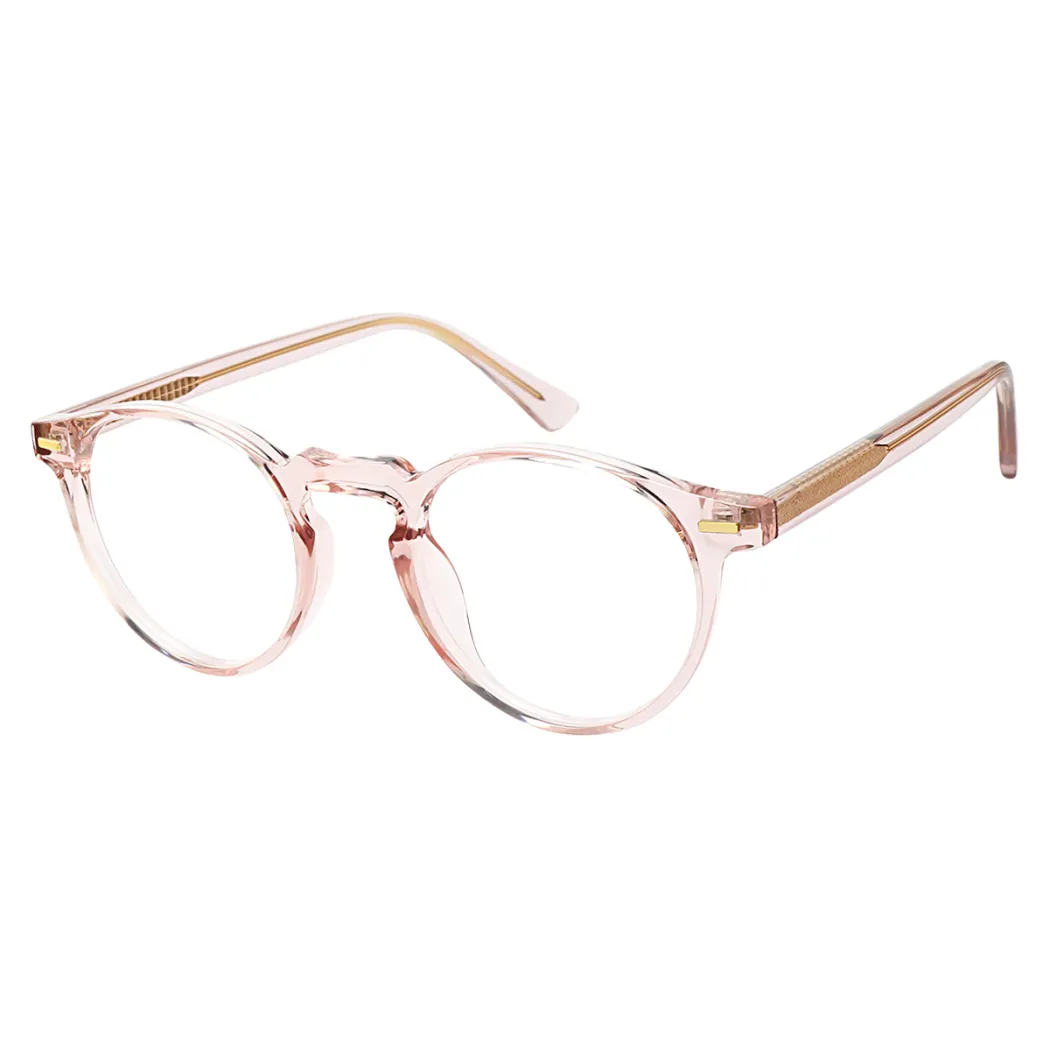 Round Transparent Pink Eyeglasses