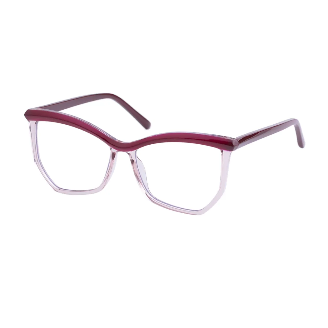 Geometric Transparent Red Eyeglasses