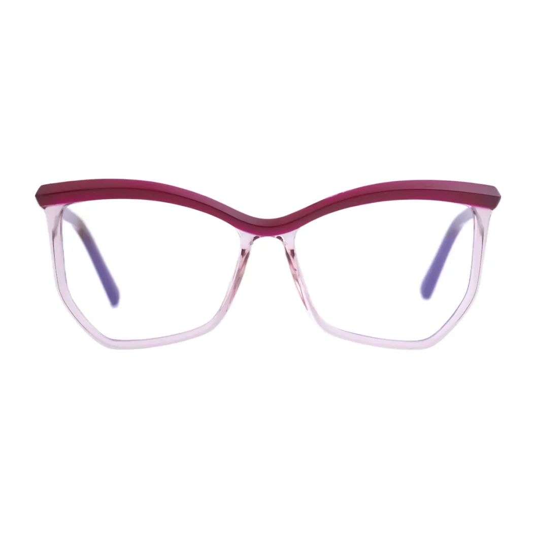 Geometric Transparent Red Eyeglasses