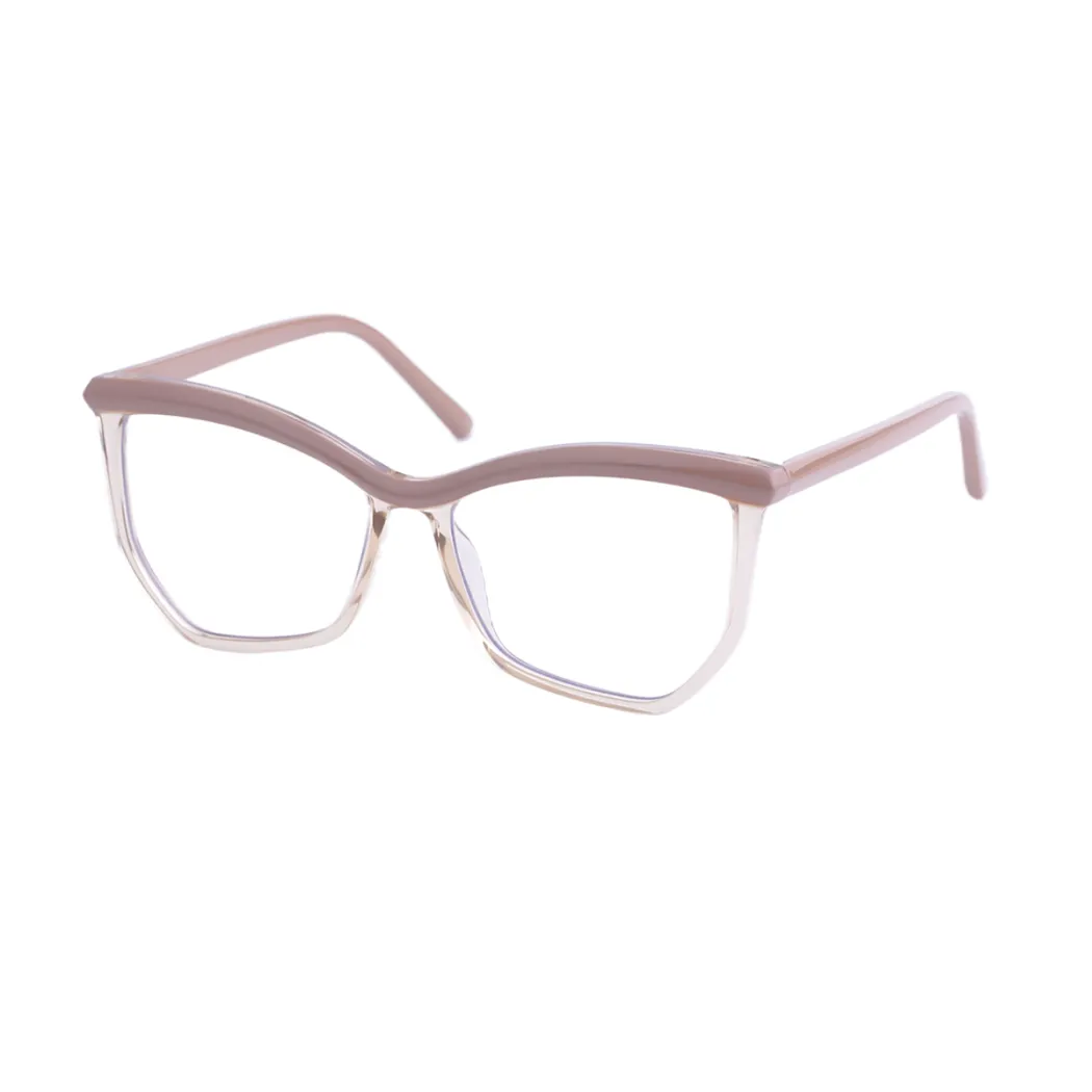 Geometric Transparent Brown Eyeglasses