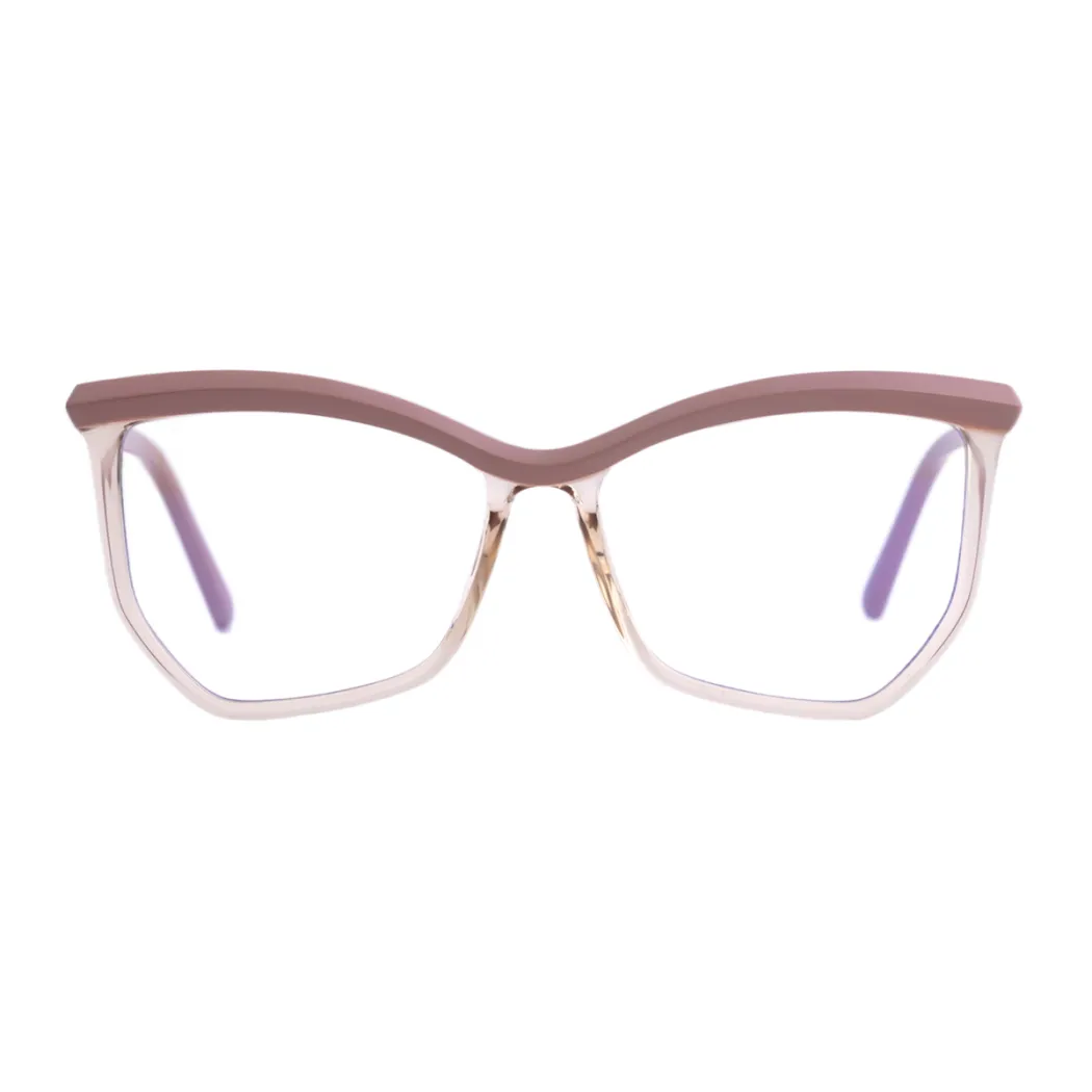 Geometric Transparent Brown Eyeglasses