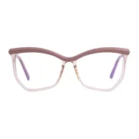 Geometric Transparent Brown Eyeglasses
