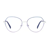Geometric Blue/Silver Eyeglasses