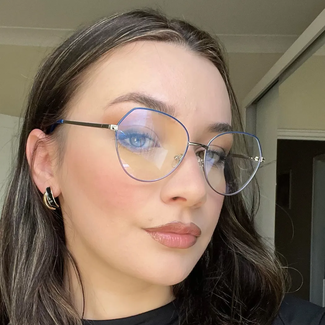 Geometric Blue/Silver Eyeglasses