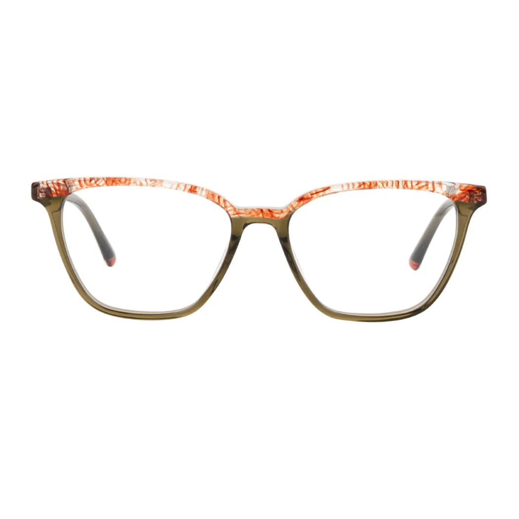 Rectangle Transparent Green Eyeglasses