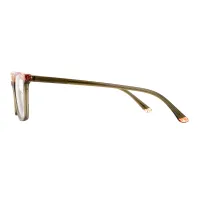Rectangle Transparent Green Eyeglasses