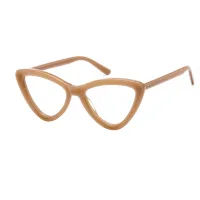 Cat-eye Transparent Brown Eyeglasses