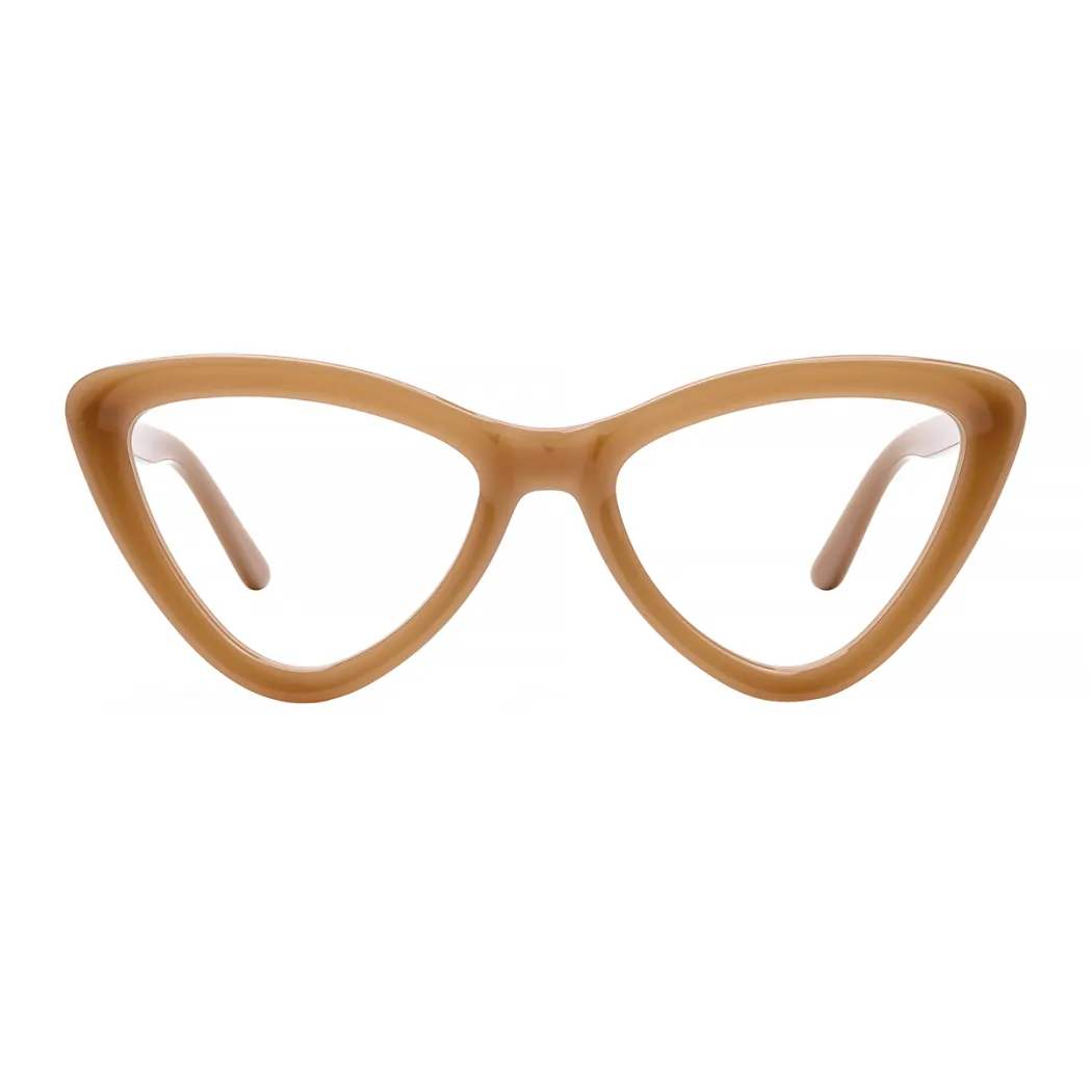 Cat-eye Transparent Brown Eyeglasses
